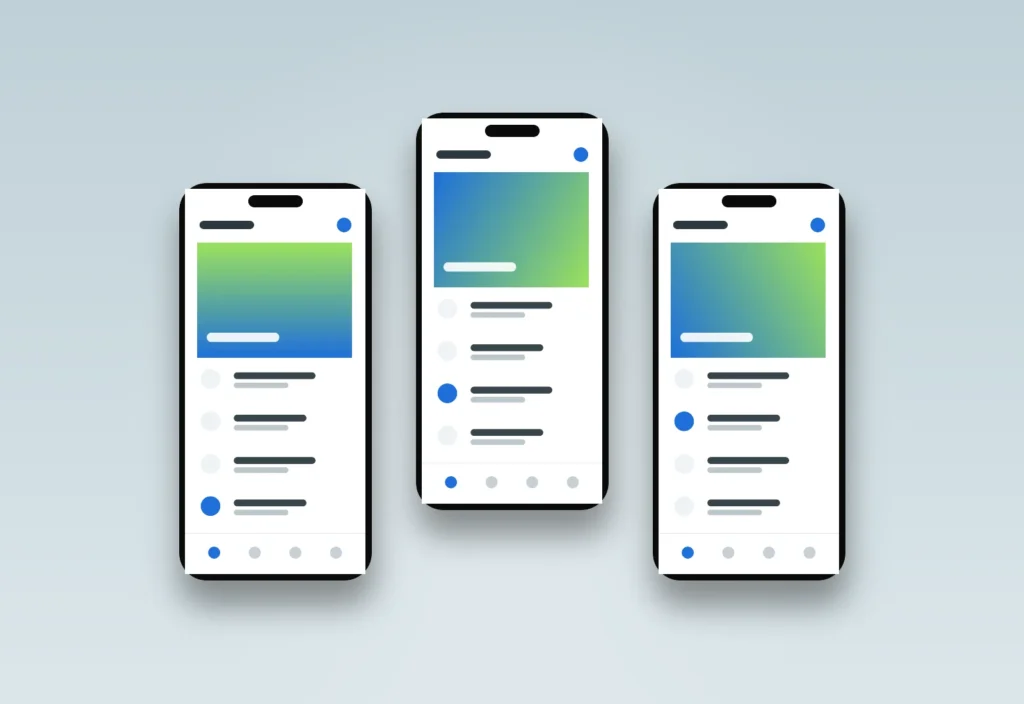Mobile screens from the mobile product interface project