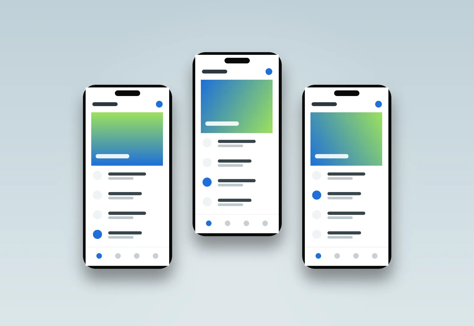 Mobile screens from the mobile product interface project