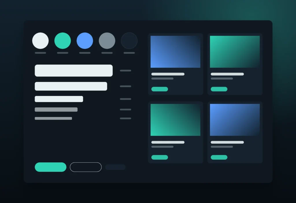Design system sheet for the ai saas website project showing colors, type scale, buttons and cards
