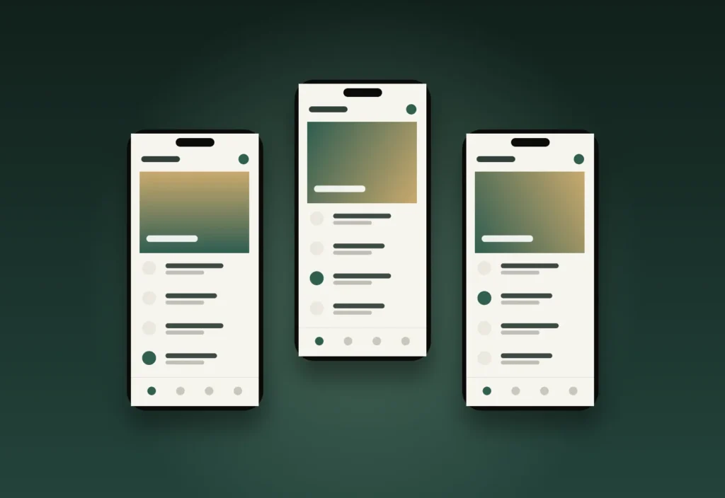 Mobile screens from the professional services website project