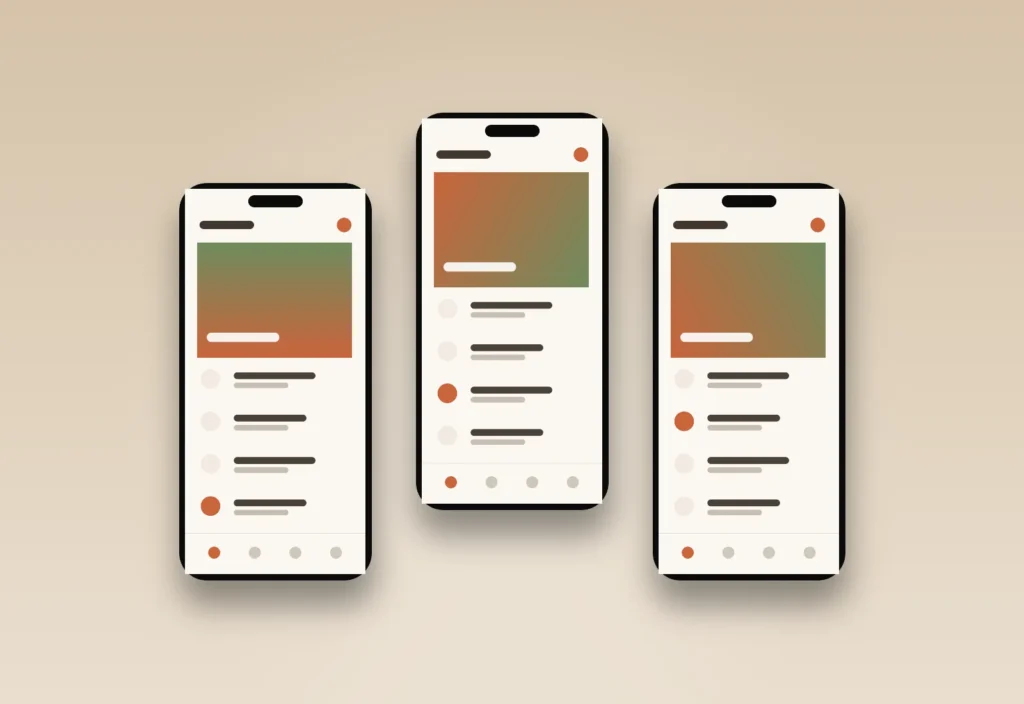 Mobile screens from the e-commerce experience project