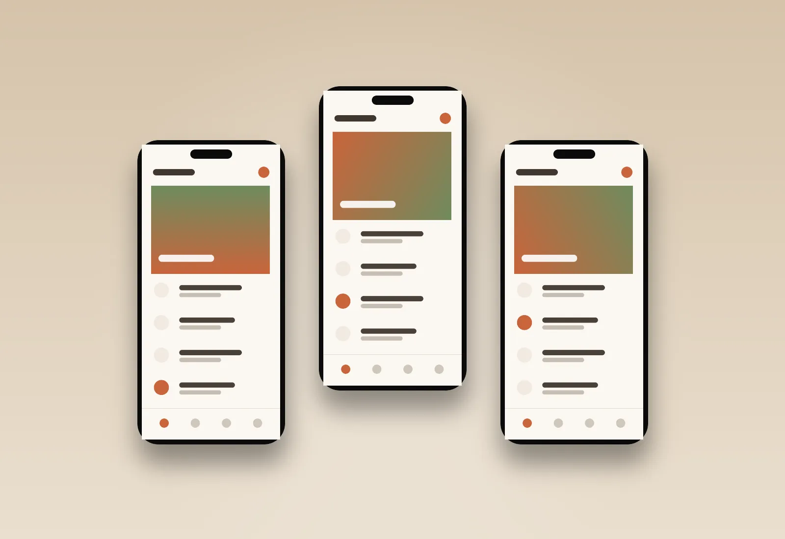 Mobile screens from the e-commerce experience project