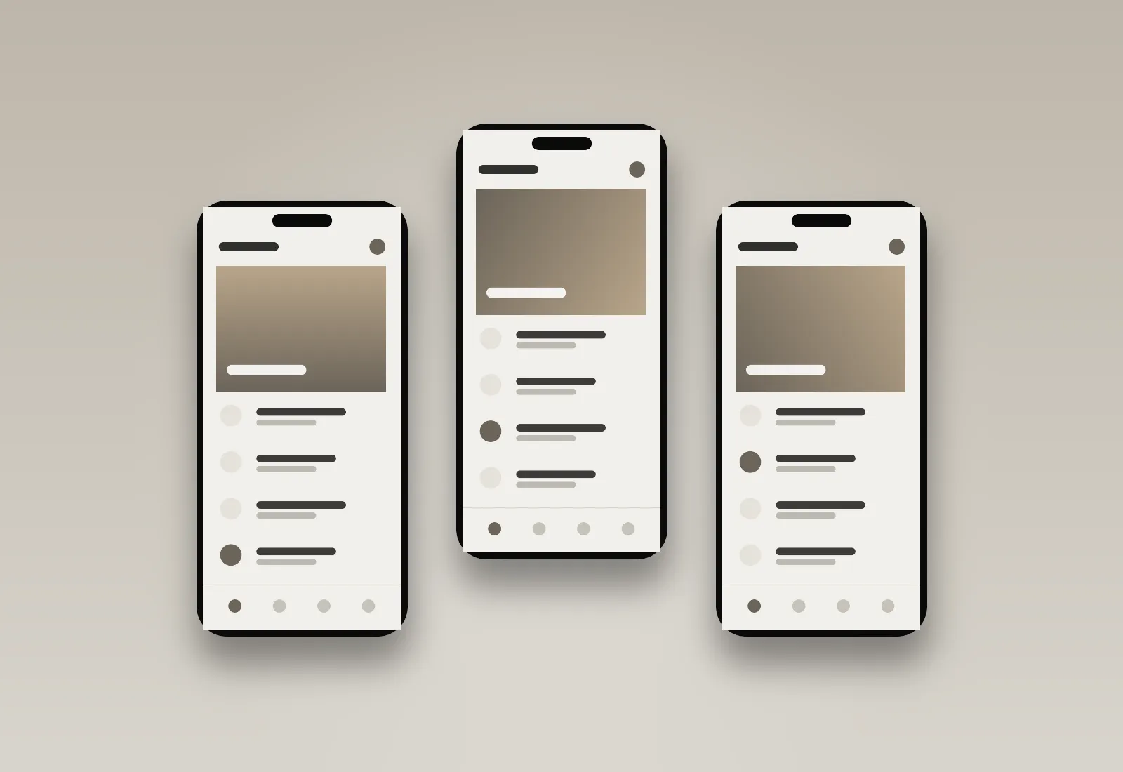 Mobile screens from the studio portfolio website project